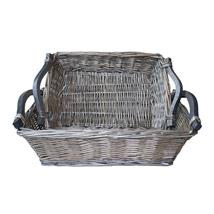 Antique Wash Wicker Tray with Wooden Handle - £17.74 GBP+