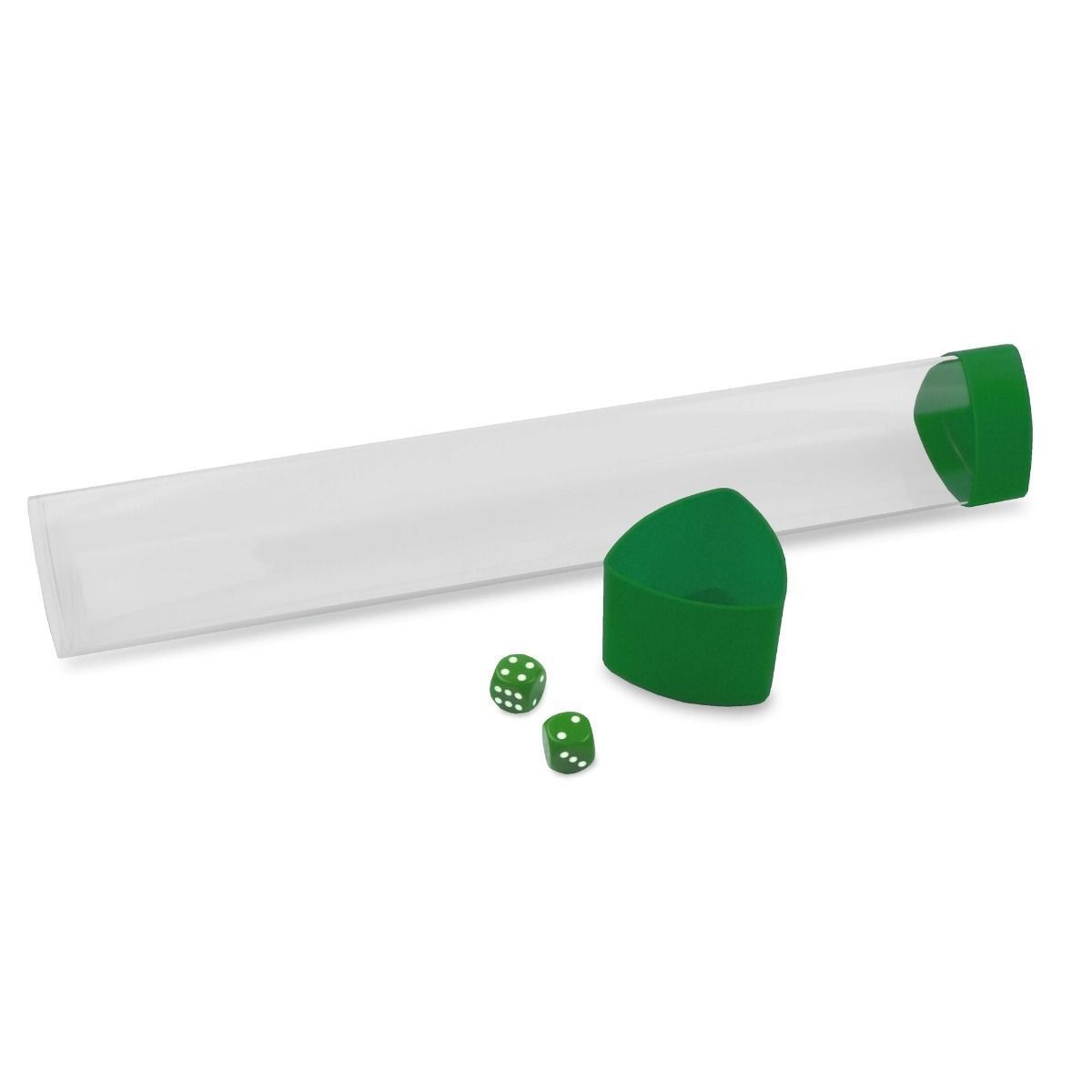 2 BCW Clear Tri-oval Playmat Tubes With 2 Green Dice and Caps - $14.69