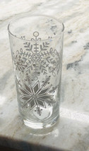 Cristar Lexington Christmas Cooler Glass 16.5 oz Deco Glittering Snowflakes - $16.71