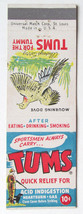 Sportsmen, Tums Drug Advertisement - Mourning Dove 20 Strike Matchbook Cover - £1.37 GBP