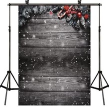 Harfirbe 5X7FT Snowflake Grey Glitter Christmas Wood Wall Photography Ba... - £10.06 GBP
