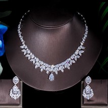 Top Quality American Bridal Accessories CZ Stone Wedding Costume Necklace and Ea - £42.43 GBP