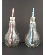 Light Bulb Shape Drinking Glasses with Straws Party Beer Cocktail Bar Li... - £18.41 GBP