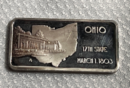 The Hamilton Mint .999 Sterling Silver One Troy Ounce Ohio State Ingot - £63.16 GBP