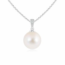 ANGARA Solitaire Freshwater Pearl Pendant with Diamonds in Silver - £198.01 GBP