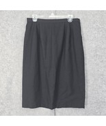 Vintage Skirt Woman Size 16 Black A-Line Cotton Flax Blend Lined Side Zi... - $18.69