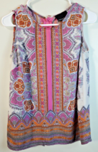 Cynthia Rowley Tank Top Womens Size XS Multi Paisley Print Back Button Pullover - £13.19 GBP