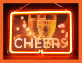 Neon-0906 Cheers Beer Wineglass Beverage Pub Bar Shop Advertising Neon Sign - £62.72 GBP