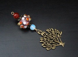 Red Carnelian and Opalite Buds of Joy Antiqued Tree of Life Blessingway bead - B - £12.58 GBP