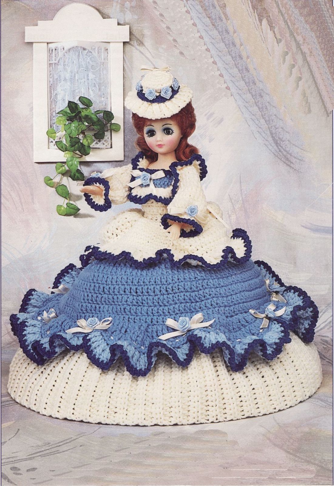 Vtg 1992 Crochet 15" Abigail Fashion Doll Colonial Dress Pantaloons Hat Pattern - $10.99