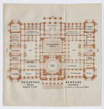 1909 ORIGINAL ANTIQUE MAP OF BERLIN REICHSTAG / GERMANY - £15.38 GBP