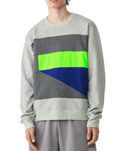 Aloye Men&#39;s All Cotton Colorblock Graphic Crew Sweatshirt Heather Gray-2XL - £75.84 GBP