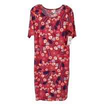 LuLaRoe Retired Julia Dress XL Muted Red Multicolor Floral Print SS Form... - £14.73 GBP