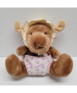 Vintage 1984 Dakin Arctic Circle Baby Moose Plush Yellow Bonnet Diaper - $666.64 MXN