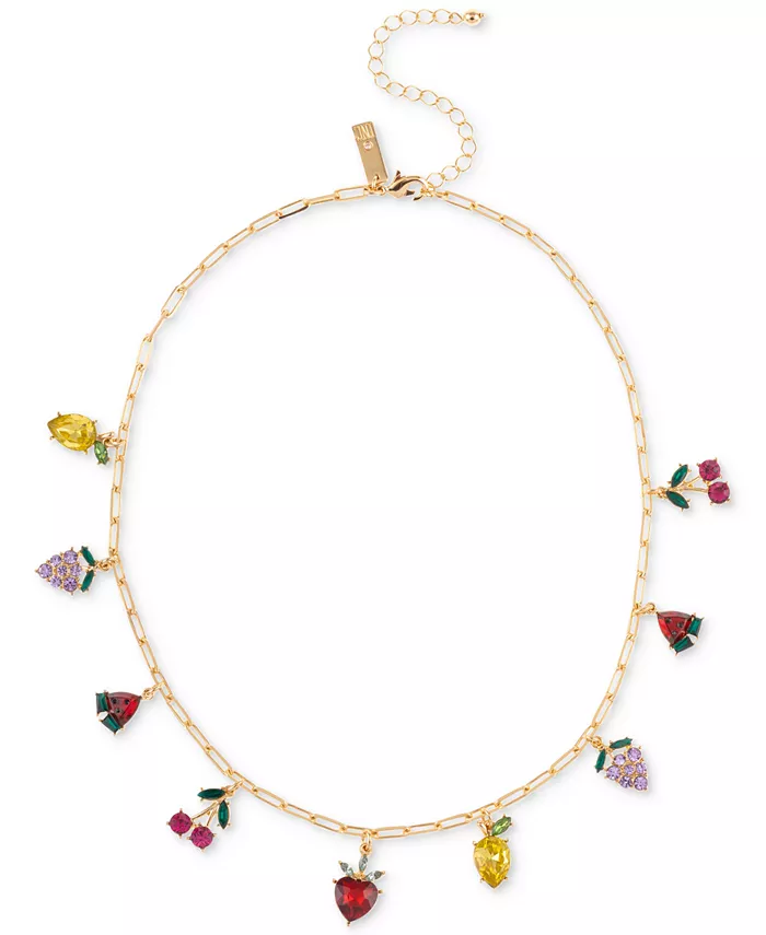 INC International Concepts Gold-Tone Mixed Stone Fruit Shaky Charm Necklace - £27.54 GBP