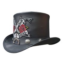 Guns &amp; Roses Voodoo Hatter Leather Top Hat - £258.98 GBP