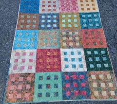 Handmade Twin Size Batik Quilt Machine Quilted and Pieces Autumn Colors ... - £165.16 GBP