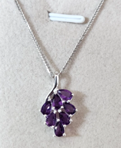 Natural Rich AAA Purple Amethyst Pendant in 925 Sterling Silver 18&quot; Necklace - £19.94 GBP