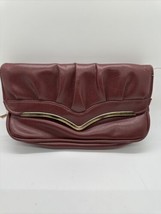 Vintage Red Gold Leather Clutch Ralpheux British Hong Kong 50s 60s Uniqu... - $39.53