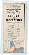 Highway Map Canada &amp; United States 1953 Western &amp; Eastern Sheet Travel B... - $17.82
