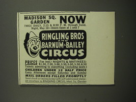1953 Ringling Bros and Barnum &amp; Bailey Circus Ad - Madison Sq. Garden Now - £14.72 GBP
