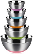 Regiller Stainless Steel Mixing Bowls (Set Of 5), Non Slip Colorful, Colorful - $40.98