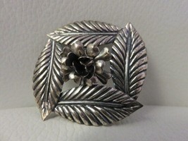 Vintage Coro Sterling Silver Brooch Leaves and Flower Stamped Scarf Pin - £26.96 GBP