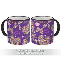 Hearts Filled With Flowers : Gift Mug Seamless Pattern Butterflies Daisies Diy D - £12.77 GBP