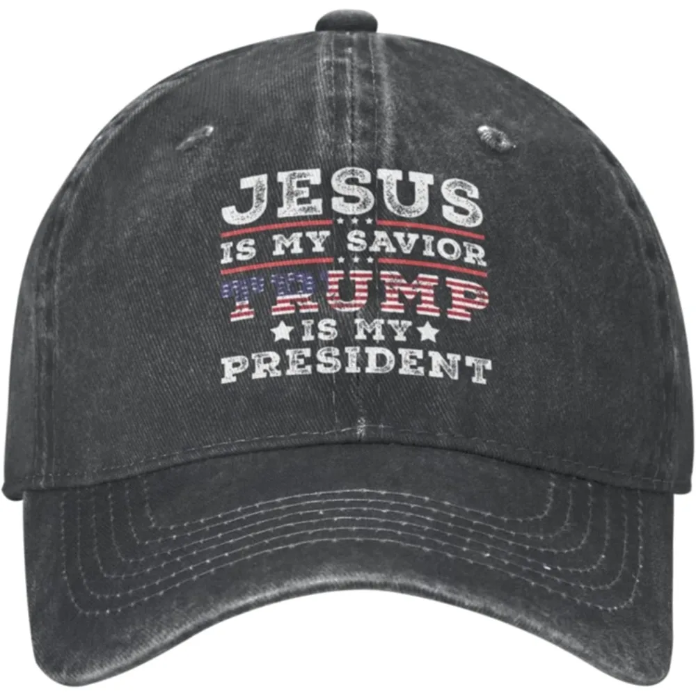 Hat Jesus is My Savior Trump is My President Hat for Men Baseball Caps Trendy - £14.16 GBP