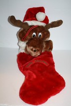 Moose 3D Plush Reindeer Merry Christmas Stocking 25&quot; Holiday Stuffed Animal Soft - £28.17 GBP