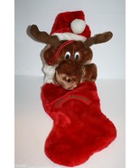Moose 3D Plush Reindeer Merry Christmas Stocking 25&quot; Holiday Stuffed Ani... - £28.16 GBP