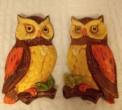 Vintage 1970s Lefton Owls 382 Wall Hangings Ceramic/Porcelain Home Decor EUC 7&quot; - £18.60 GBP