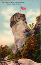 Western North Carolina Chimney Rock Vintage Postcard NC Linen (C7) - £6.53 GBP