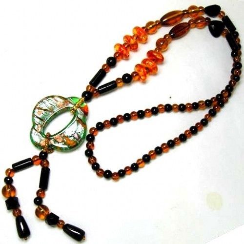Huge Various Stone Beaded Colored Glaze Pendant Fashion Necklace - $9.86