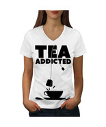 Wellcoda Tea Addict Drink Food Womens V-Neck T-shirt, Bag Graphic Design... - £16.31 GBP
