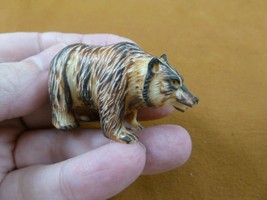 tb-bear-14) little brown Grizzly Bear Tagua NUT palm figurine Bali carving bears - £37.23 GBP