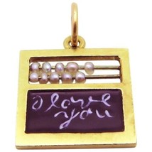 Vintage 14K Gold Sloan &amp; Co Abacus I Love You Teacher Blackboard Charm - £315.46 GBP