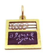 Vintage 14K Gold Sloan &amp; Co Abacus I Love You Teacher Blackboard Charm - £313.10 GBP
