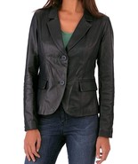 Leather Blazer Jacket Coat Women&#39;s Button Women Lambskin Long Real Soft ... - $140.00