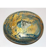 GOZO MALTESE ART GLASS BLUE &amp; WHITE WITH GOLD LEAF PAPERWEIGHT~SIGNED~ST... - £41.02 GBP