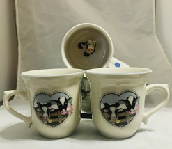 Lot of 2 Tienshan heart cows coffee tea cups &amp; whimsical 3D cow mug - £7.72 GBP