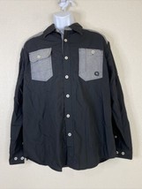 Akademics Men Size L Black/Gray Button Up Shirt Long Sleeve Roll Tab Poc... - $6.75