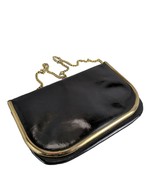 Vtg Susan Gail Genuine Black Patent Leather 11x6&quot; Clutch Purse, Gold Cha... - $32.94 CAD