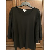Carmen Marc Valvo Women’s Top Size 2X Black Sheer Sleeves - $13.86