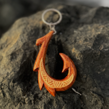 Hawaiian Store Hand-Carved Polynesian Carved Fish Hook Key Chain (Choose) - $14.95