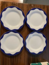 Pottery Barn Hanukkah 8.5&quot; Plates Blue Platinum Band Lot of 4 - £18.71 GBP
