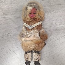 Vintage Eskimo Vinyl Fur Girl Doll 10&quot; Unbranded VGC - £7.83 GBP