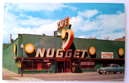 Nugget Casino Postcard Sparks Nevada Cafe Neon Sign Old Car Automobile Chrome - $13.73