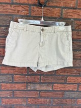 Merona Khaki Shorts Size 6 Tan Mom 100% Cotton Walking Longer Length 4 Pocket - £6.01 GBP