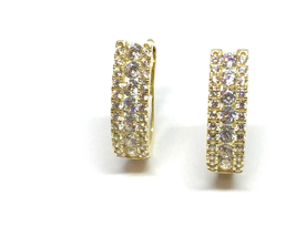 ADIRFINE 10K Solid Gold Cubic Zirconia Huggie Hoop Earrings - £159.41 GBP